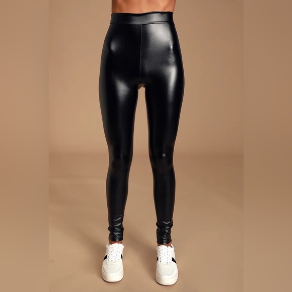 Lulu's Rock Music Black Vegan Leather Leggings - Picture 6 of 6